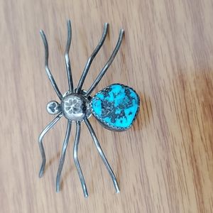 Vintage Navajo sterling silver 925 Turquoise Spider pin